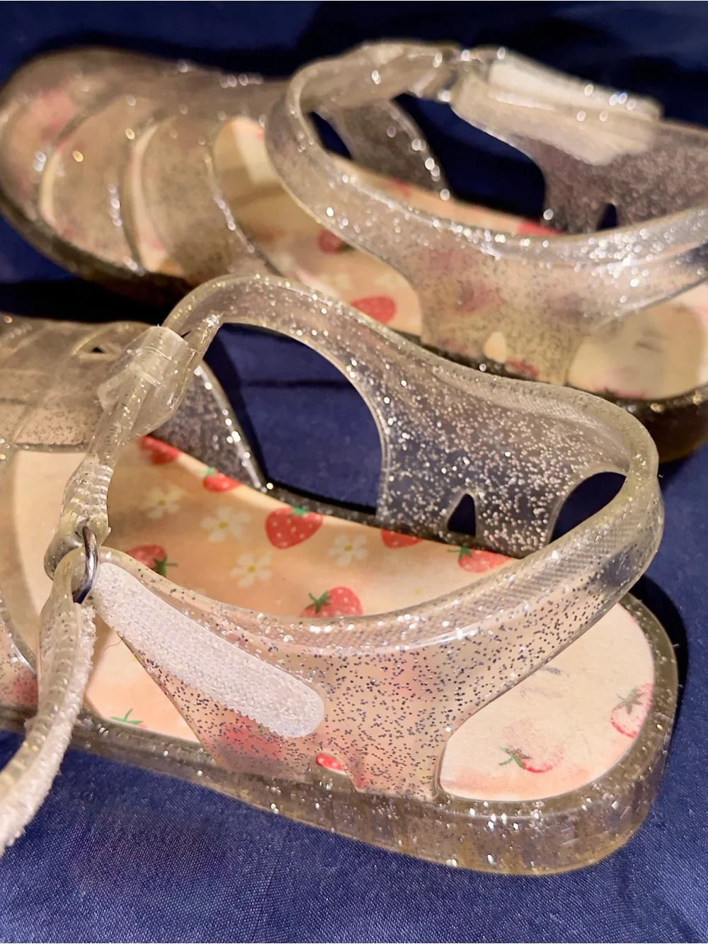 wonder nation Clear Glitter Jelly Sandals with Strawberry Print